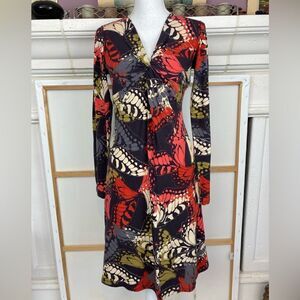 CABi monarch butterfly bodycon dress hugs curves sexy neckline NWOT🌷